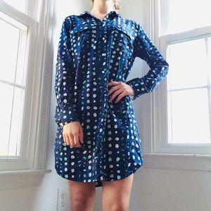 G a p Navy Blue Collared Dress with Ladybug Print
